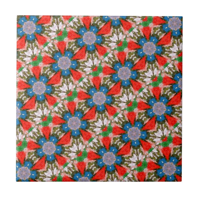 colorful blue flower tile (Front)