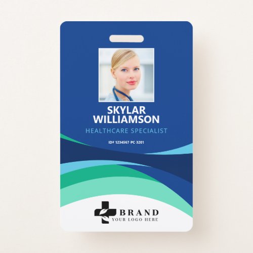Colorful Blue Flowing Design Medical ID  Logo Badge