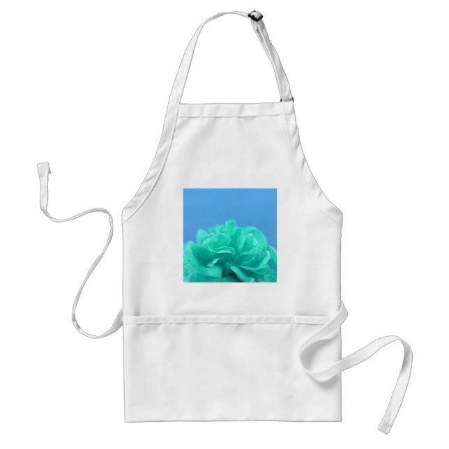 Colorful Blue Green Floral Adult Apron (Front)