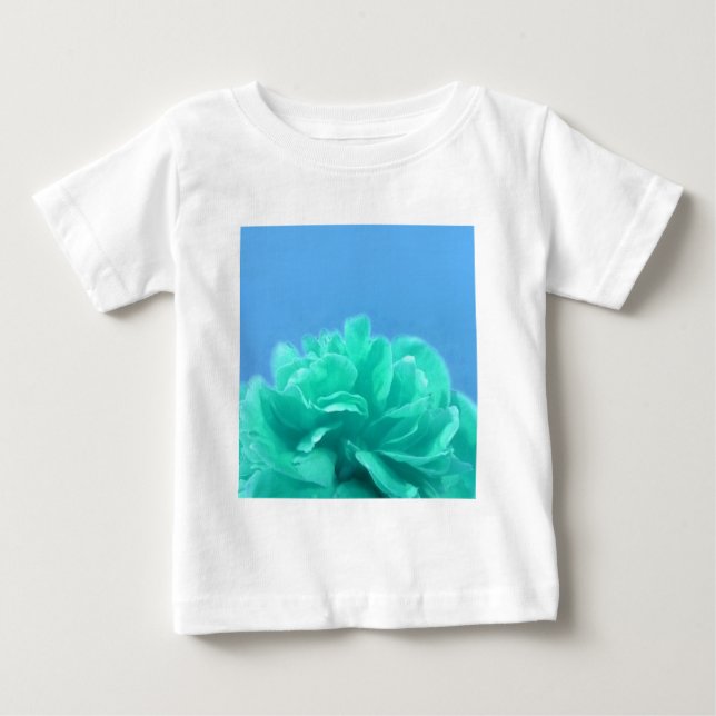 Colorful Blue Green Floral Baby T-Shirt (Front)
