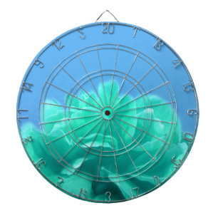 Colorful Blue Green Floral Dartboard With Darts