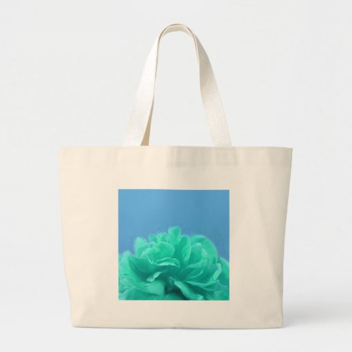 Colorful Blue Green Floral Large Tote Bag