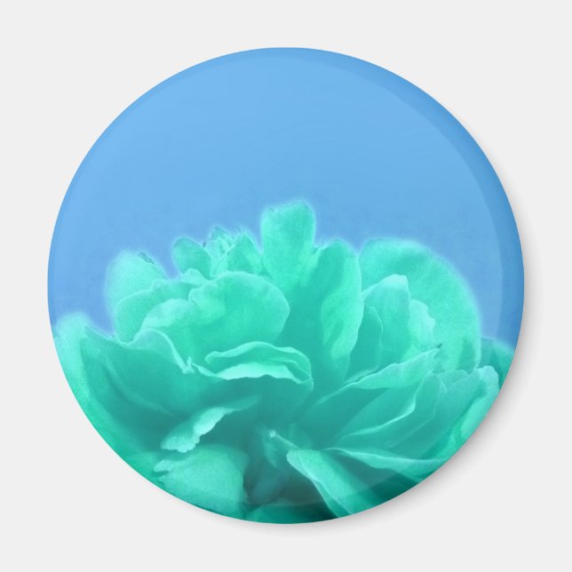 Colorful Blue Green Floral Magnet (Front)