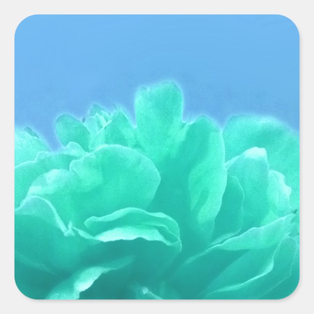 Colorful Blue Green Floral Square Sticker (Front)