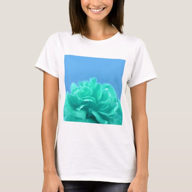 Colorful Blue Green Floral T-Shirt (Front)