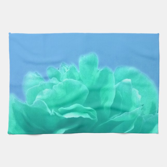 Colorful Blue Green Floral Towel (Horizontal)