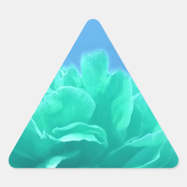 Colorful Blue Green Floral Triangle Sticker (Front)