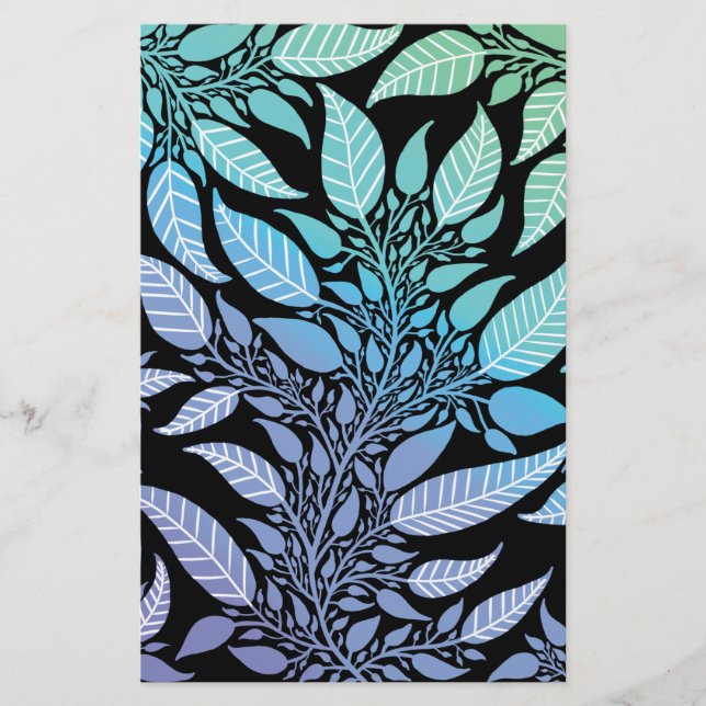 Colorful Blue Green Leafy Design Soap Wrap Paper (Front)