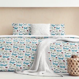 Colorful Blue Love Bug Insects for Bug Lovers Duvet Cover