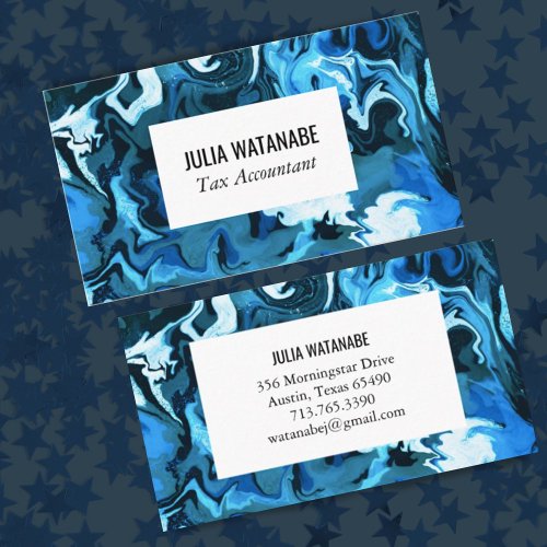 Colorful Blue Marbled Handmade Business Card