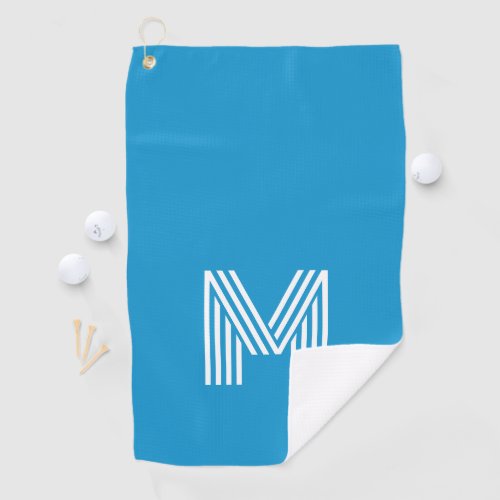 Colorful Blue Modern Fun Monogram Golf Towel