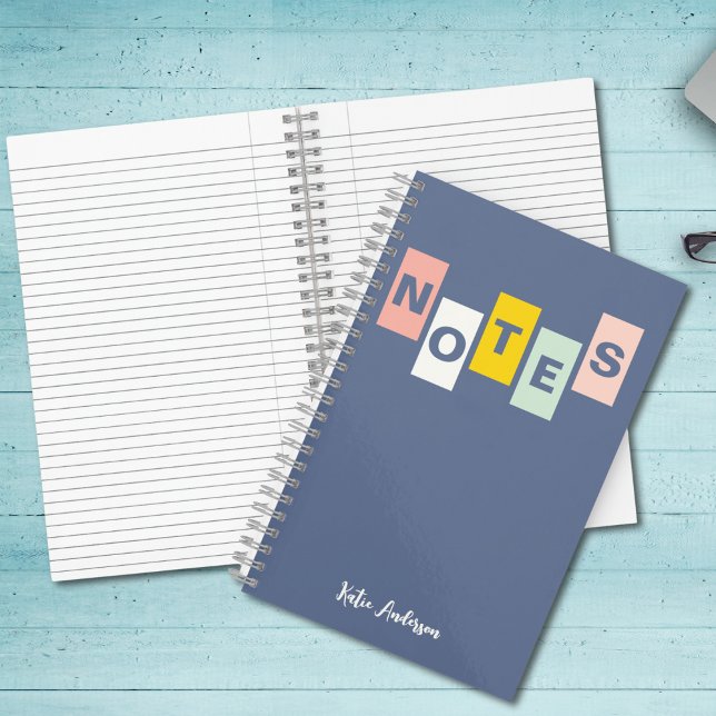 Colorful Blue Monogrammed Full Name Notes Notebook (Creator Uploaded)