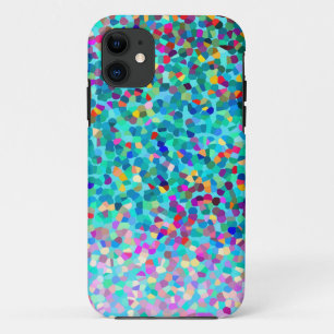 Colorful Blue Multicolored Abstract Art Pattern iPhone 11 Case