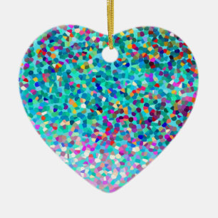 Colorful Blue Multicolored Abstract Art Pattern Ceramic Ornament