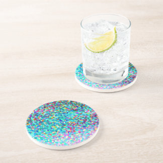 Colorful Blue Multicolored Abstract Art Pattern Drink Coaster