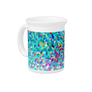Colorful Blue Multicolored Abstract Art Pattern Drink Pitcher