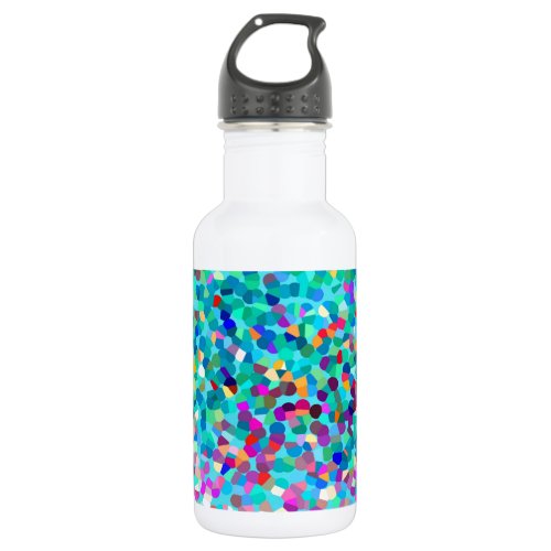Colorful Blue Multicolored Abstract Art Pattern Water Bottle