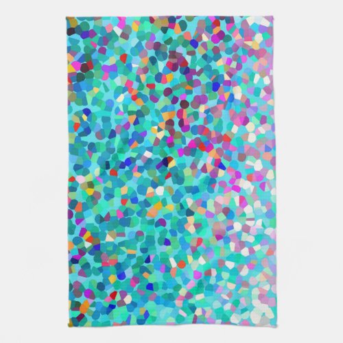 Colorful Blue Multicolored Abstract Kitchen Towel