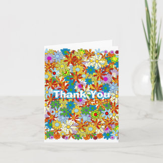 Colorful Blue Orange Red Floral Pattern Thank You Card