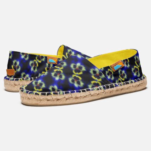 Colorful Blue Pansy Flower Nature Pattern Espadrilles