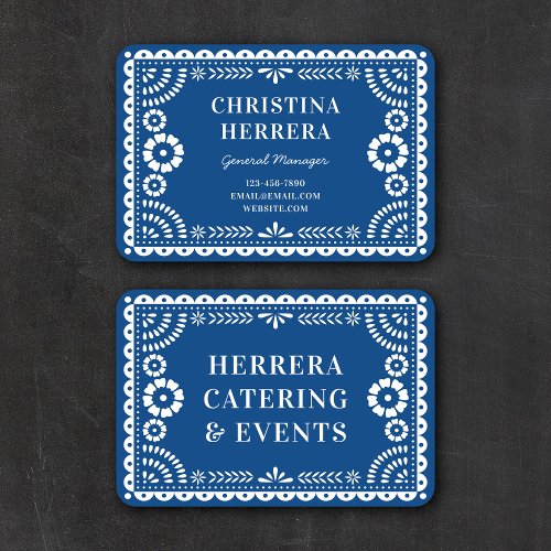 Colorful Blue Papel Picado Catering Event Stylist Business Card