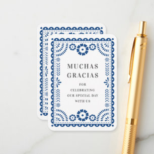 Colorful Blue Papel Picado Wedding Favor Tag Enclosure Card