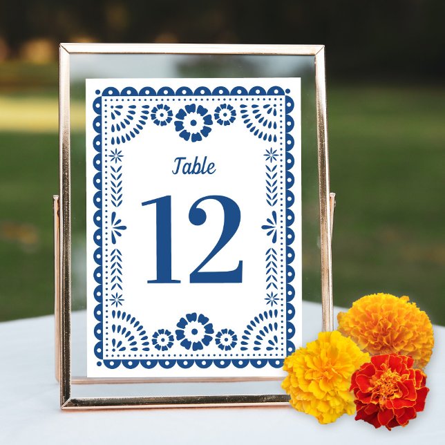 Colorful Blue Papel Picado Wedding Table Number (Creator Uploaded)