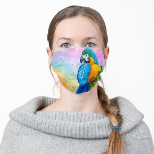 Colorful Blue Parrot Adult Cloth Face Mask