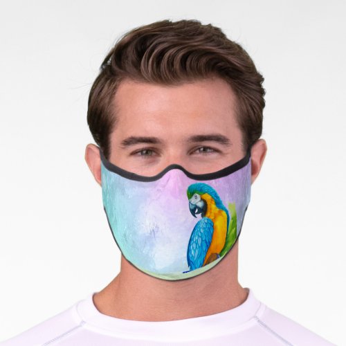 Colorful Blue Parrot Premium Face Mask
