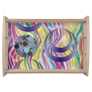 colorful blue pink dinner serving tray