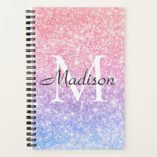 Elegant Purple Blue Ombre Glitter Sketchbook Notebook