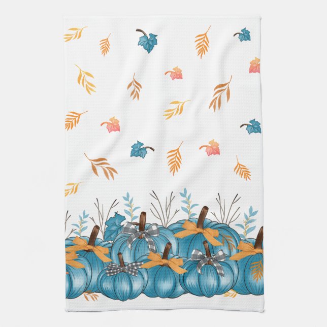 Colorful Blue Pumpkins  Kitchen Towel (Vertical)