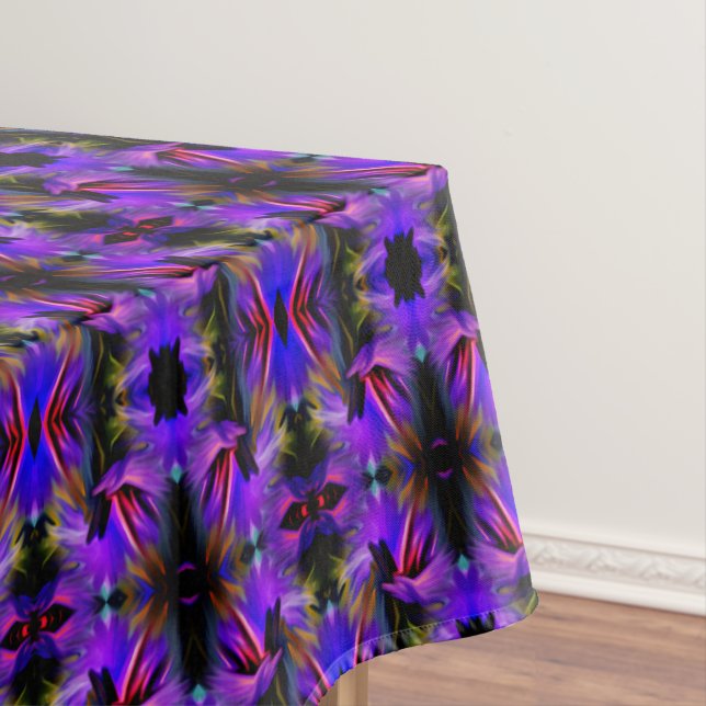 Colorful Blue Purple Brush Swirls Abstract        Tablecloth (In Situ)