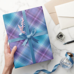 Colorful Blue Purple Fashion Show Inspired Stripes Wrapping Paper