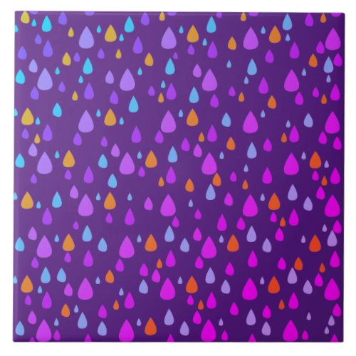 Colorful blue purple orange raindrops decor ceramic tile