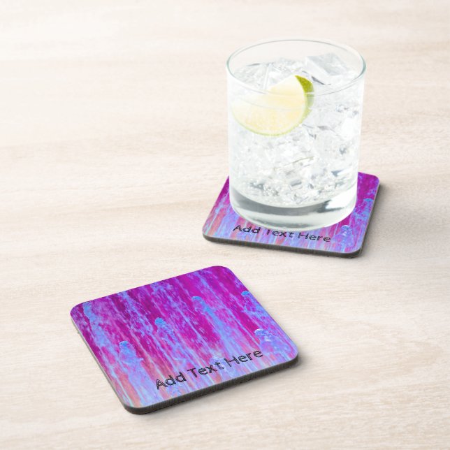 Colorful Blue, Purple, Pink Abstract Art Beverage Coaster (Right Side)