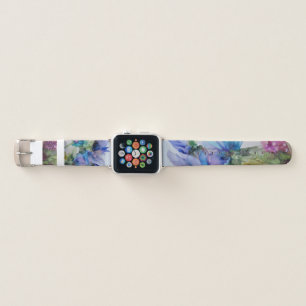Colorful Blue Purple Pink Green Floral Art Apple Watch Band