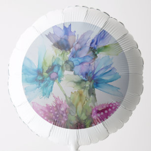 Colorful Blue Purple Pink Green Floral Art Balloon