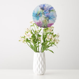 Colorful Blue Purple Pink Green Floral Art Balloon