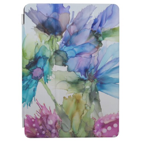 Colorful Blue Purple Pink Green Floral Art  iPad Air Cover