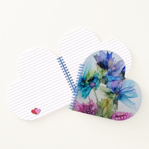Colorful Blue Purple Pink Green Floral Art  Notebook