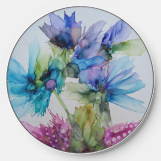 Colorful Blue Purple Pink Green Floral Art Wireless Charger