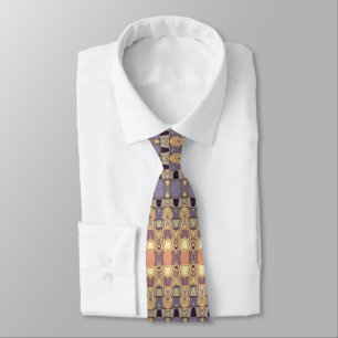 Colorful Blue Purple Sine Waves Pattern Neck Tie