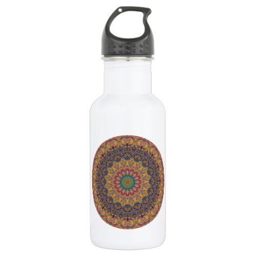 Colorful Blue Red and Yellow Mandala Kaleidoscope Stainless Steel Water Bottle