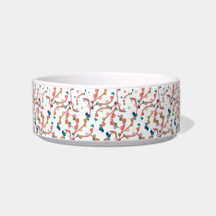Colorful blue red pet bowl watercolor pattern