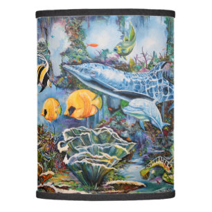 Colorful Blue Red Yellow Marine Animals Lamp Shade