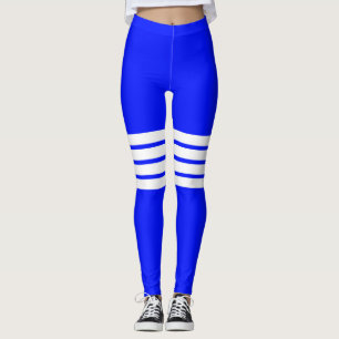 Colorful Blue Retro Stripes Striped Pattern Leggings