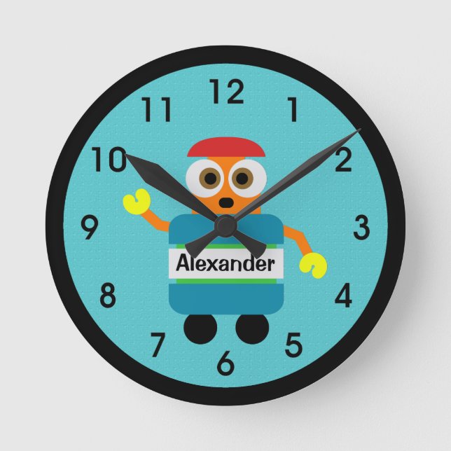 Colorful Blue Robot Acrylic Wall Clock (Front)