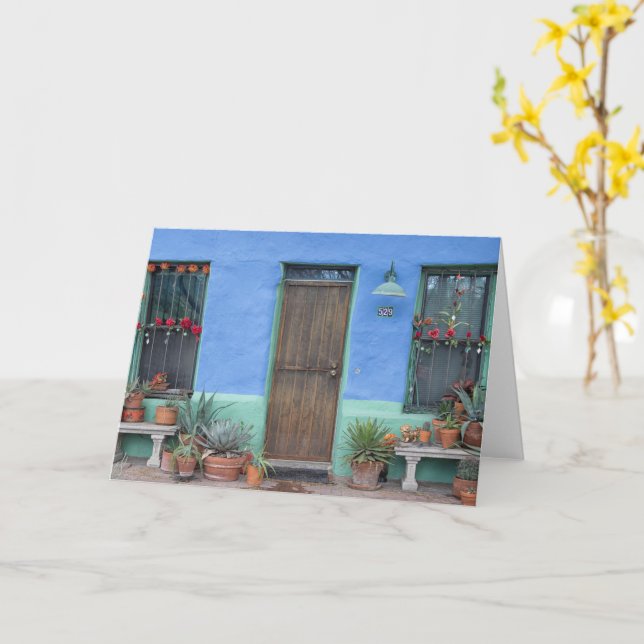 Colorful Blue Southwest home Card (Yellow Flower)
