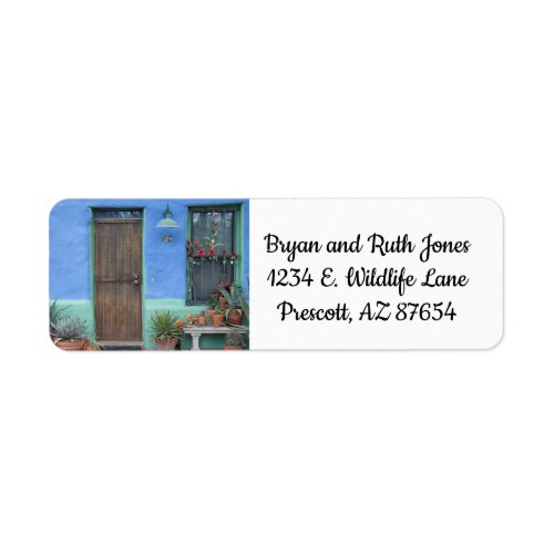 Colorful Blue Southwest home Label